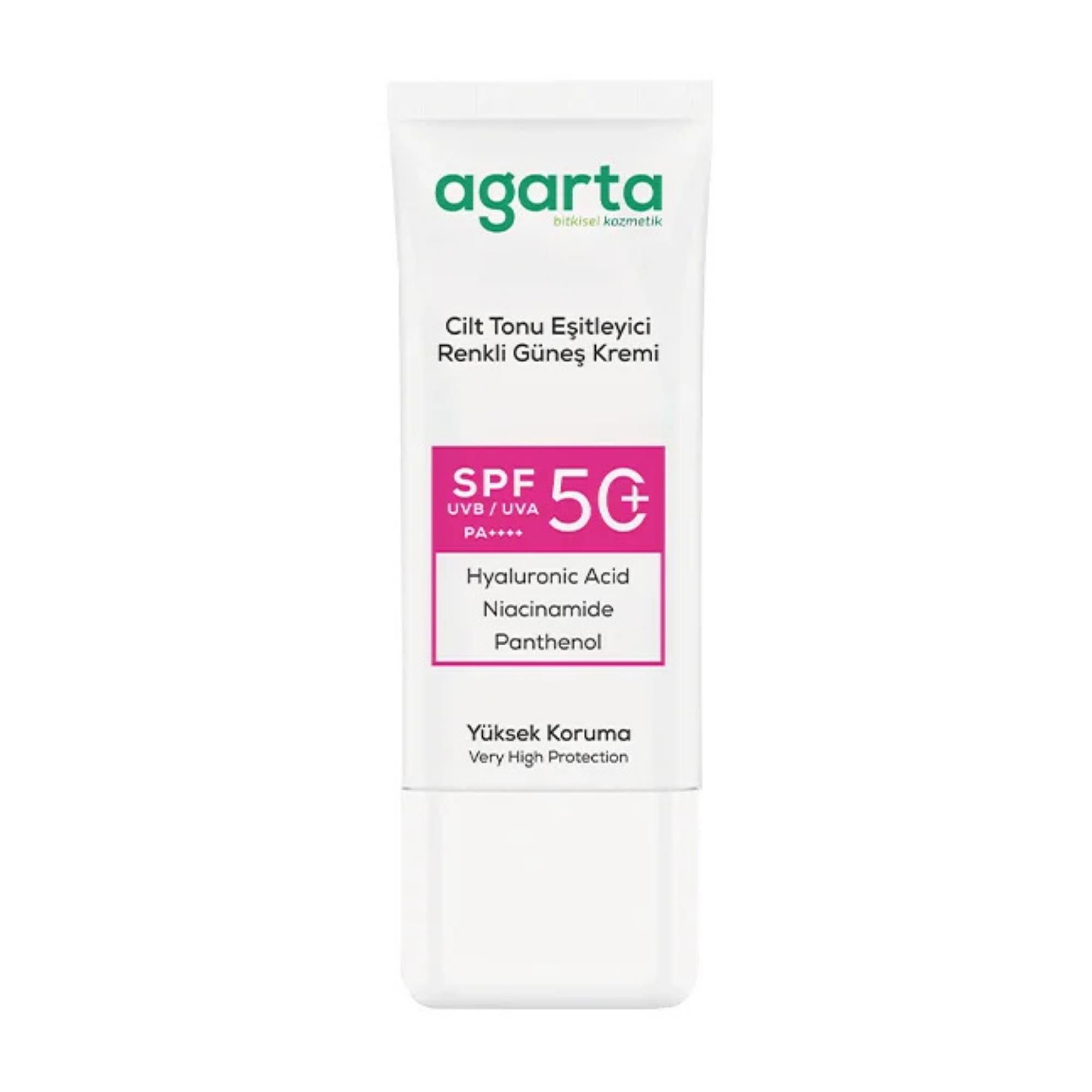 AGARTA - Güneş Kremi Cilt Ton Eşitleyicili Renkli 50 Faktör Spf Doğal 50 Ml