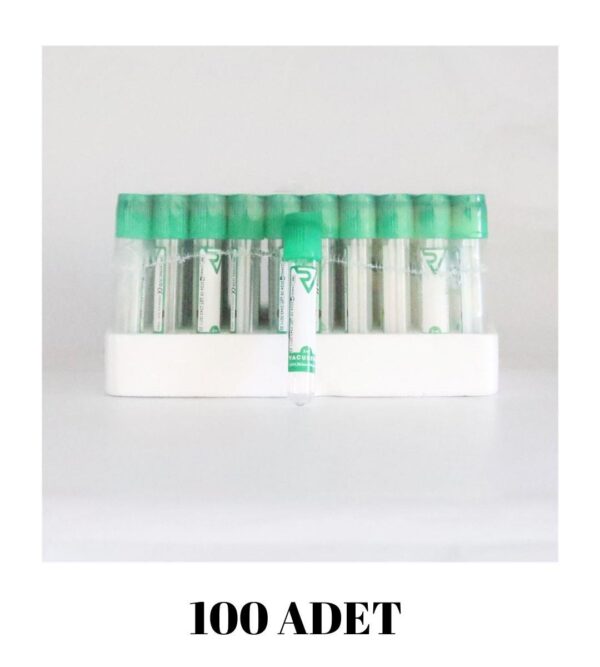 2ML KAN TÜPÜ PLASTİK LİTYUM HEPARİNLİ YEŞİL REF: 368494 - 100 Adet