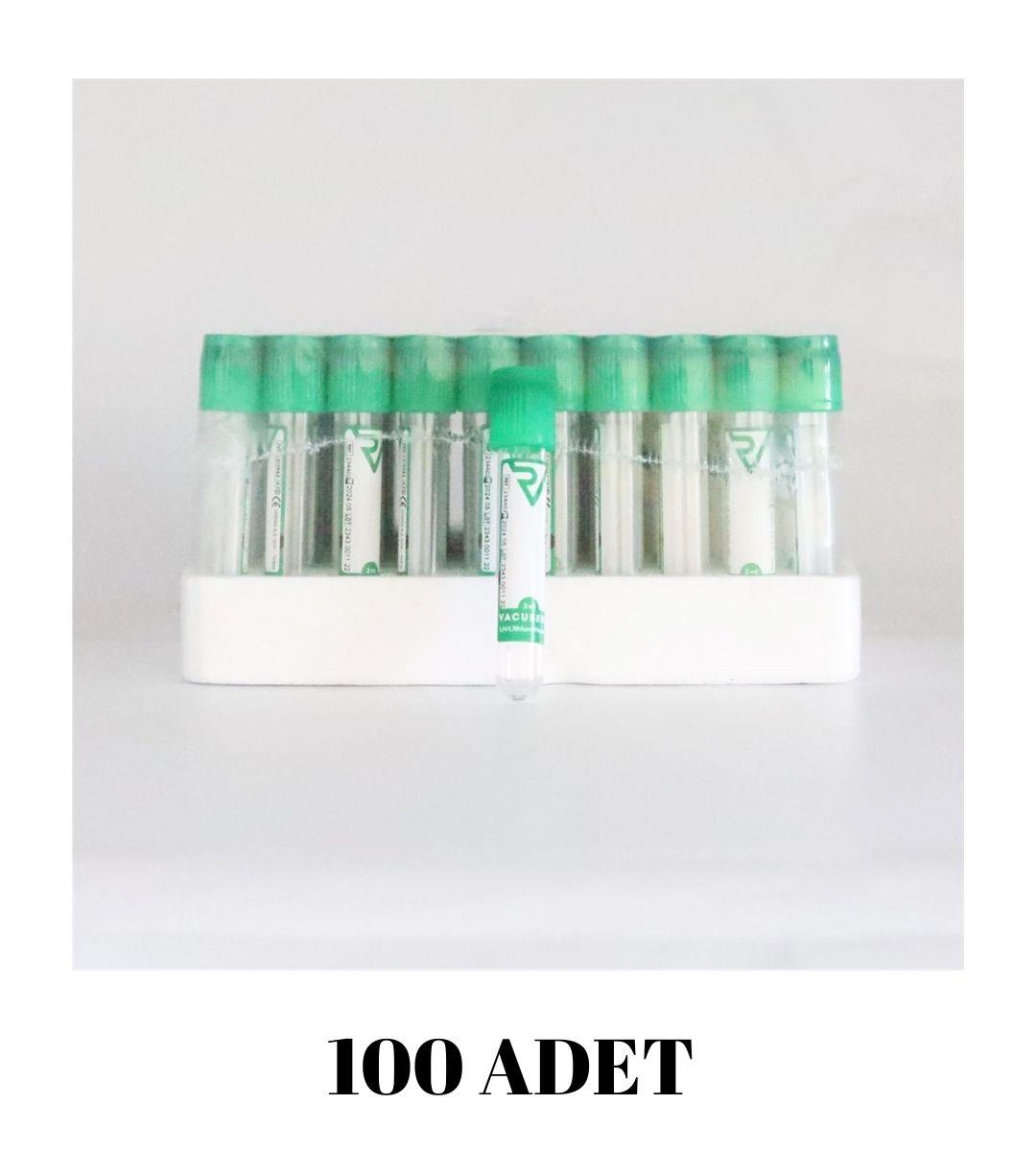2ML KAN TÜPÜ PLASTİK LİTYUM HEPARİNLİ YEŞİL REF: 368494 - 100 Adet