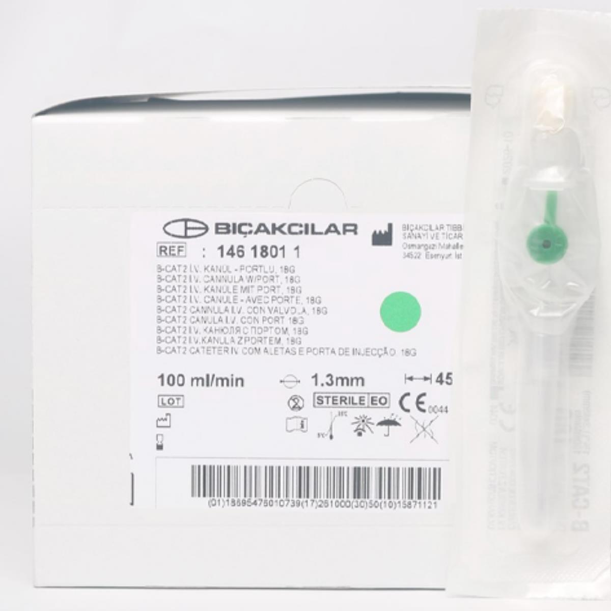 BIÇAKCILAR - Anjiokat 18G Yeşil - 100 Adet