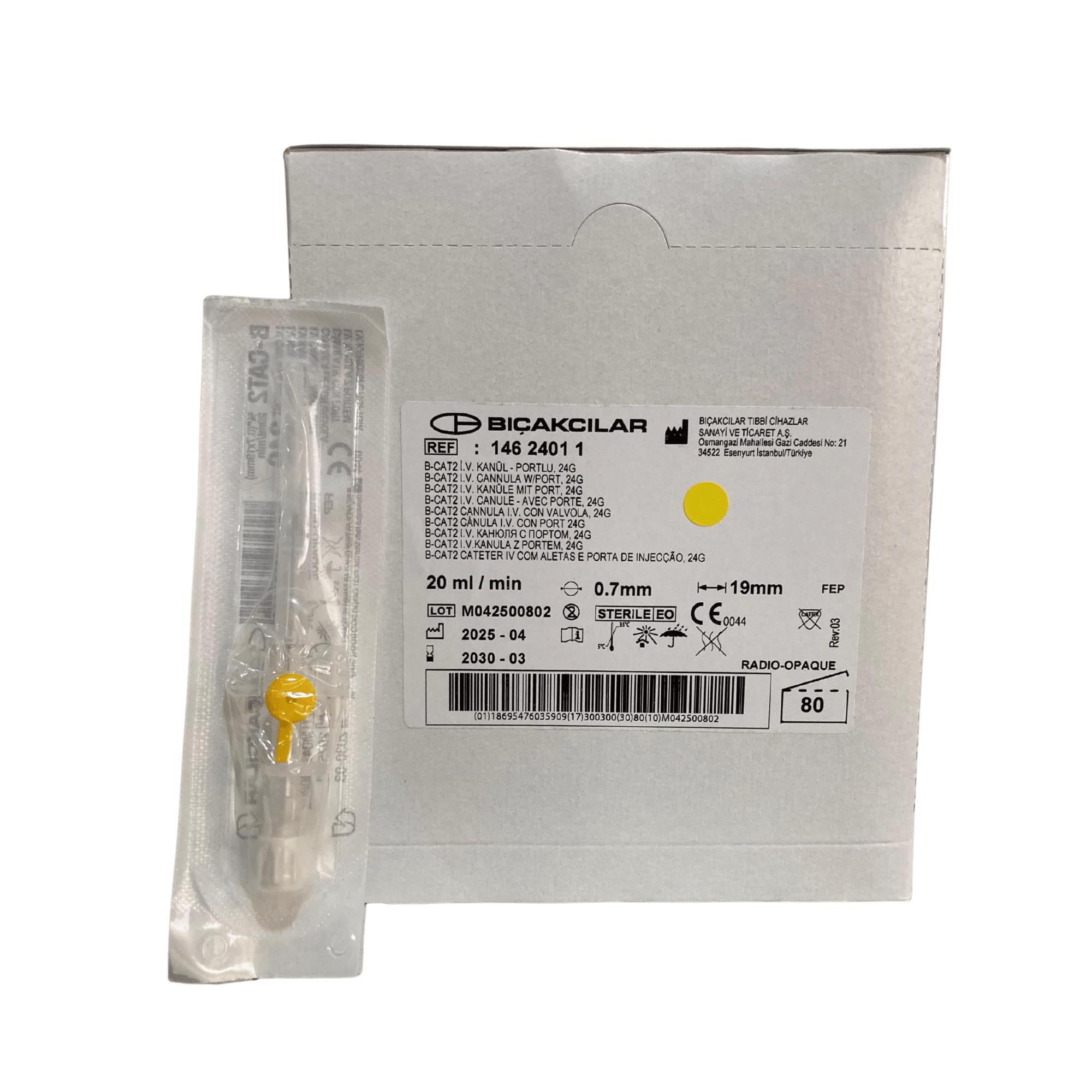 BIÇAKCILAR - Anjiokat 24G Sarı - 100 Adet