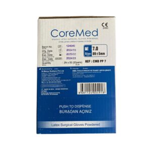 COREMED - Cerrahi Eldiven Pudralı NO:7 - 50 Adet