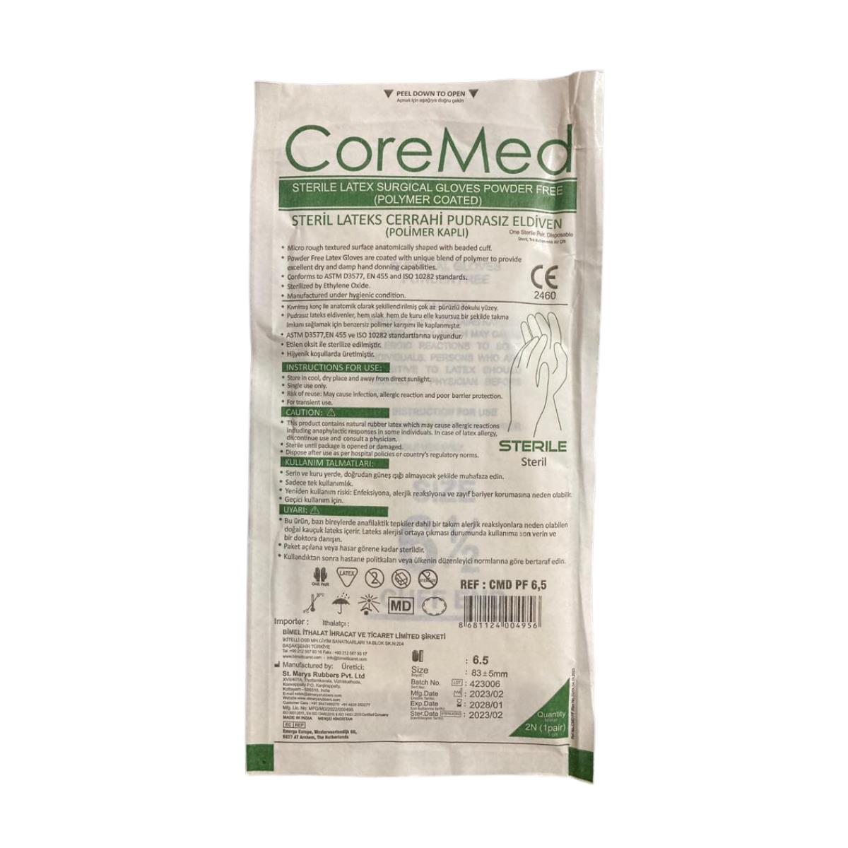 COREMED - Cerrahi Eldiven Pudrasız No: 6.5