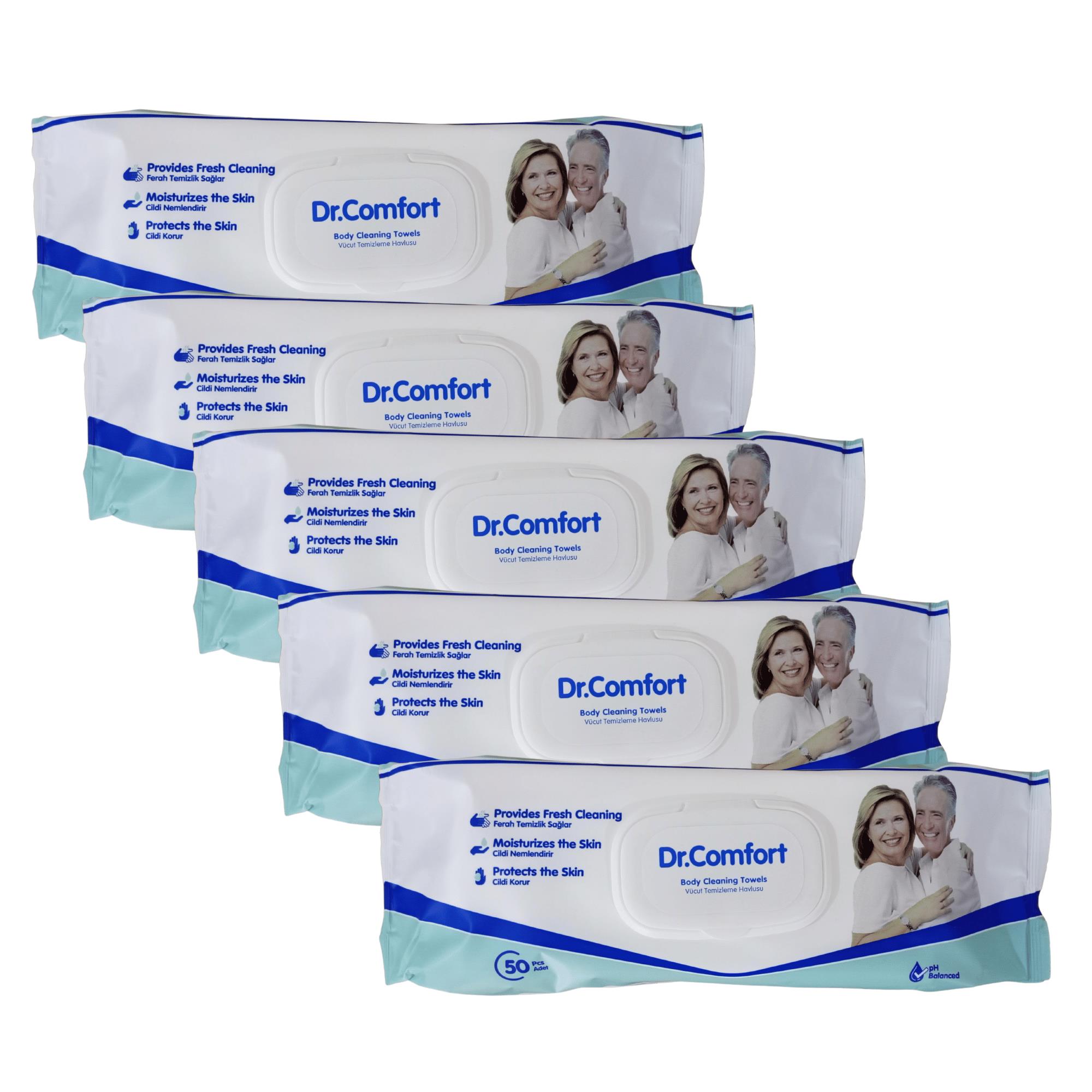 DR. COMFORT - Vücut Temizleme Havlusu 50 Adet 1 Paket - 5 Paket