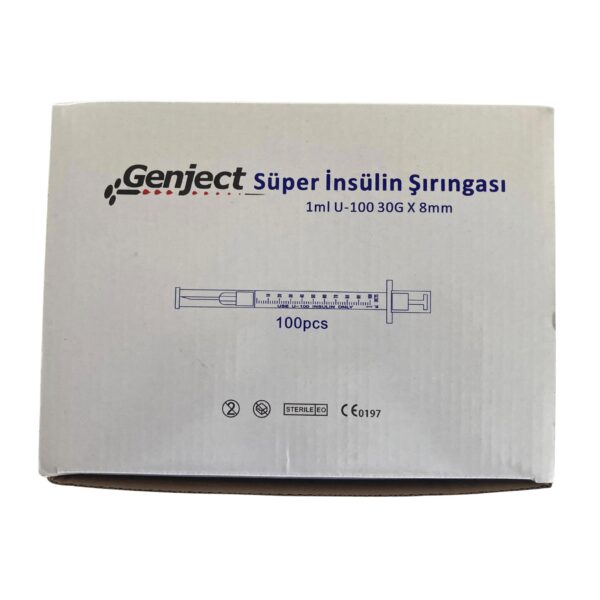 GENJECT - 1 Ml Süper İnsülin Şırıngası U-100 30GX8MM - 100 Adet