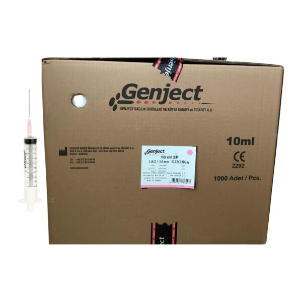 GENJECT - 10ML 3PARÇA Pembe İğneli Enjektör - 1000 Adet
