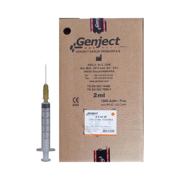 GENJECT - 2.5 Ml 3P 25G Turuncu 25MM Aşı Enjektörü - 1000 Adet