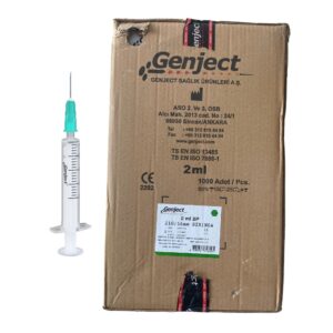 GENJECT - 2 Ml 2PARÇA Yeşil Kısa İğneli 16MM Veteriner Enjektörü - 1000 Adet