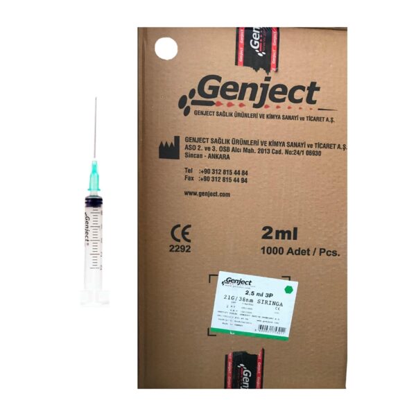 GENJECT - 2 Ml 3PARÇA 21G 0.80X38MM Enjektör - 50Lİ
