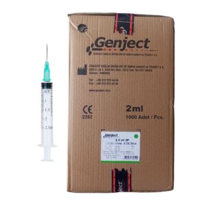 GENJECT - 2 Ml 3PARÇA Yeşil Kısa İğneli Enjektör Veteriner - 1000 Adet