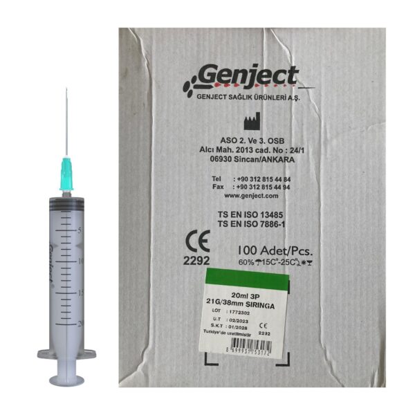 GENJECT - 20 Ml 3PARÇA 21G 0.80X38MM Enjektör - 100LÜ