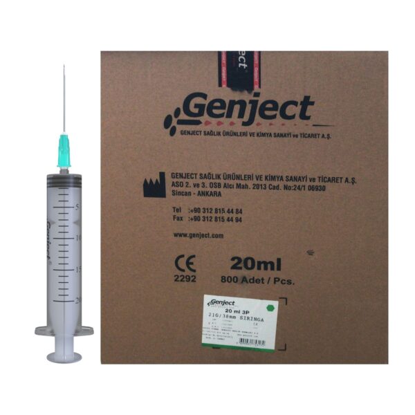 GENJECT - 20 Ml 3PARÇA 21G 0.80X38MM Enjektör - 800 Adet