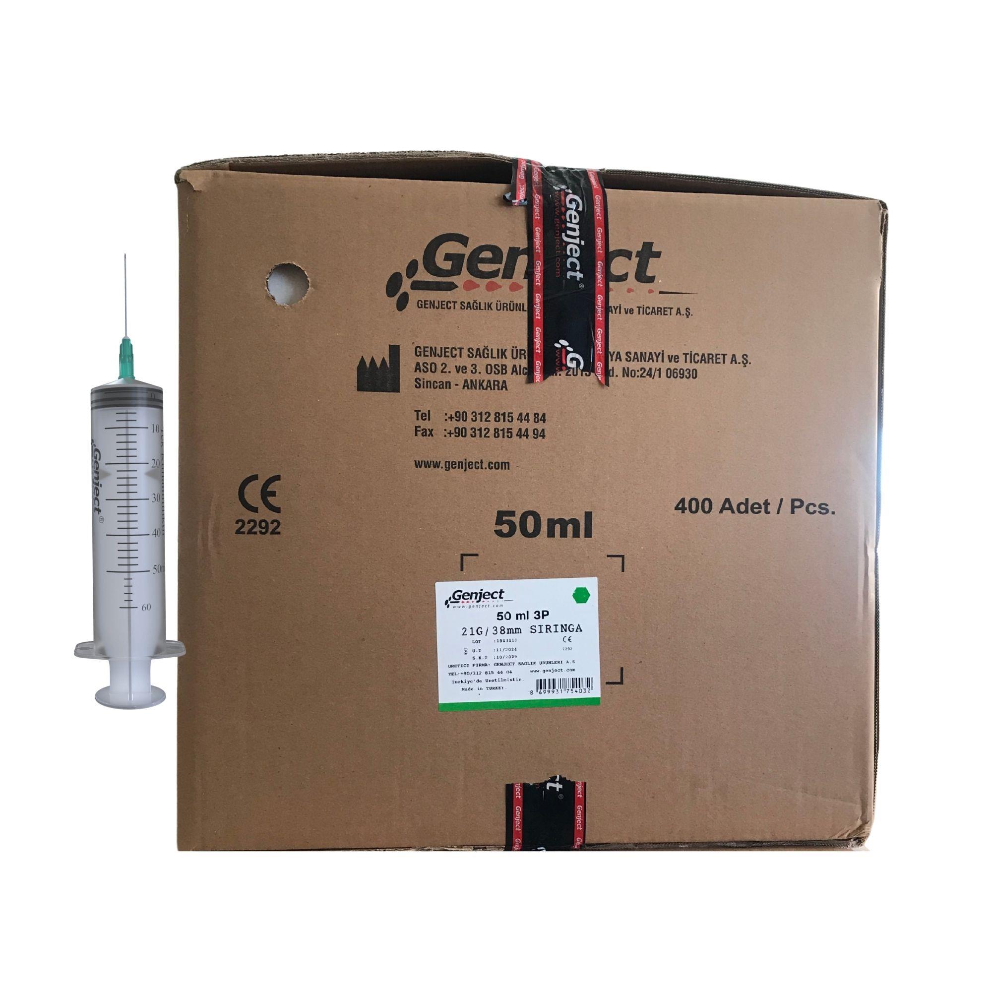 GENJECT - 50 Ml 3PARÇA 21G 0.80X38MM Enjektör - 400 Adet
