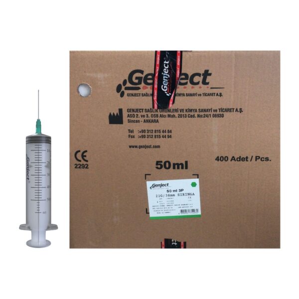 GENJECT - 50 Ml 3PARÇA 21G 0.80X38MM Enjektör - 400 Adet