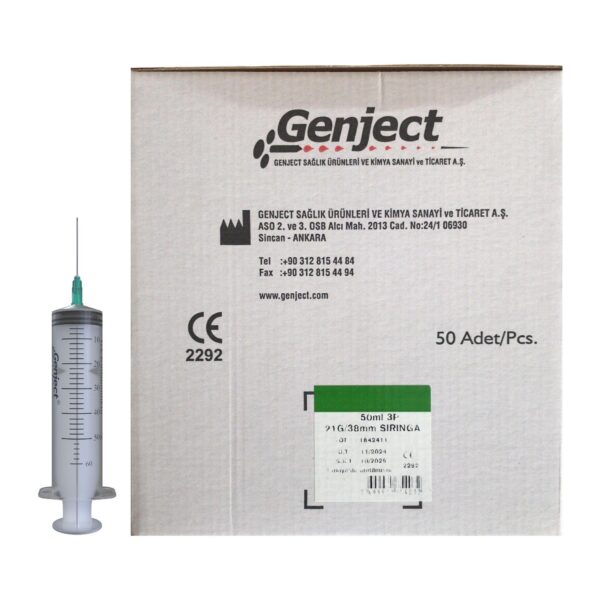 GENJECT - 50 Ml 3PARÇA 21G 0.80X38MM Enjektör - 50 Adet