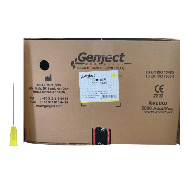 GENJECT - Enjektör İğne Ucu 38MM Sarı 20G - 5000 Adet