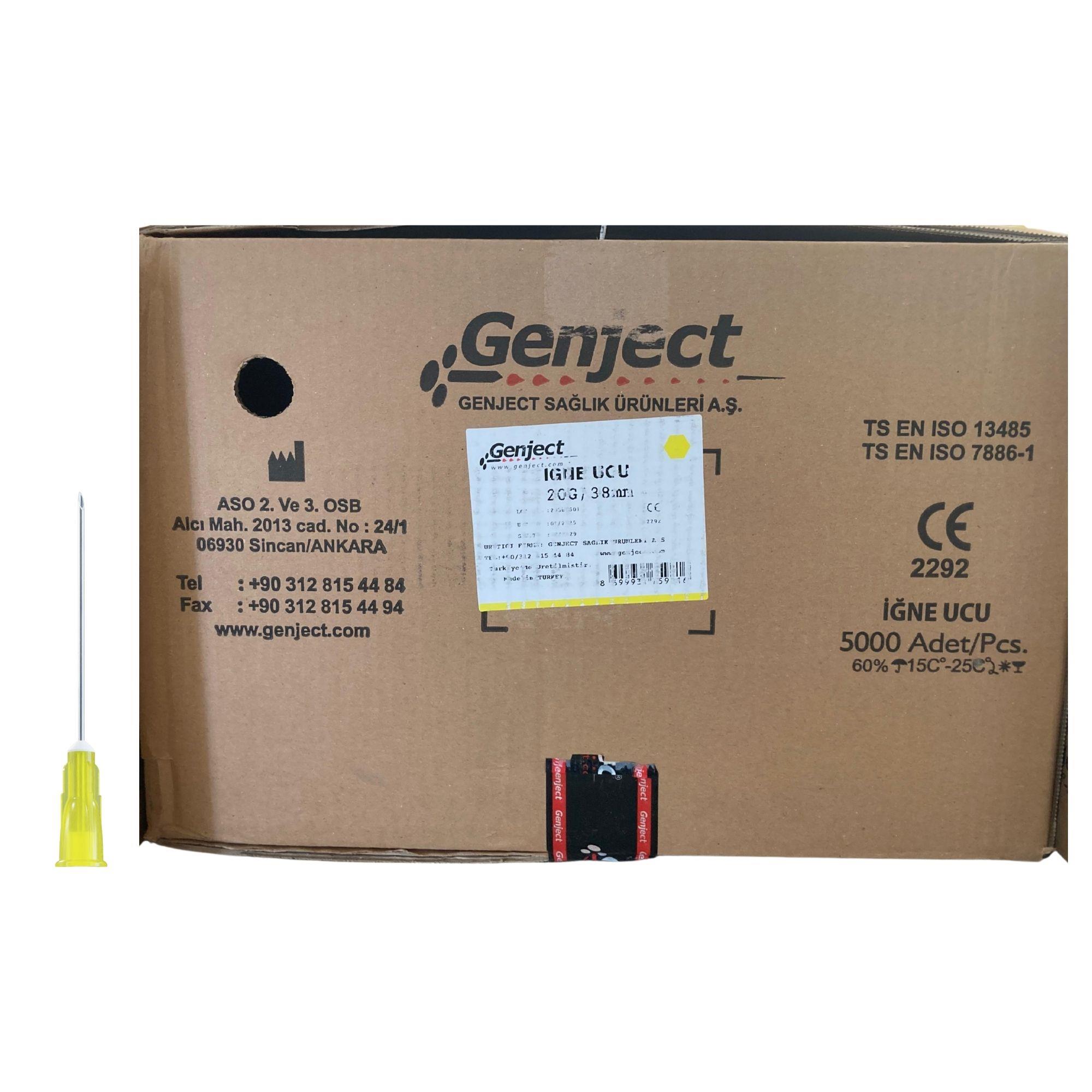GENJECT - Enjektör İğne Ucu 38MM Sarı 20G - 5000 Adet