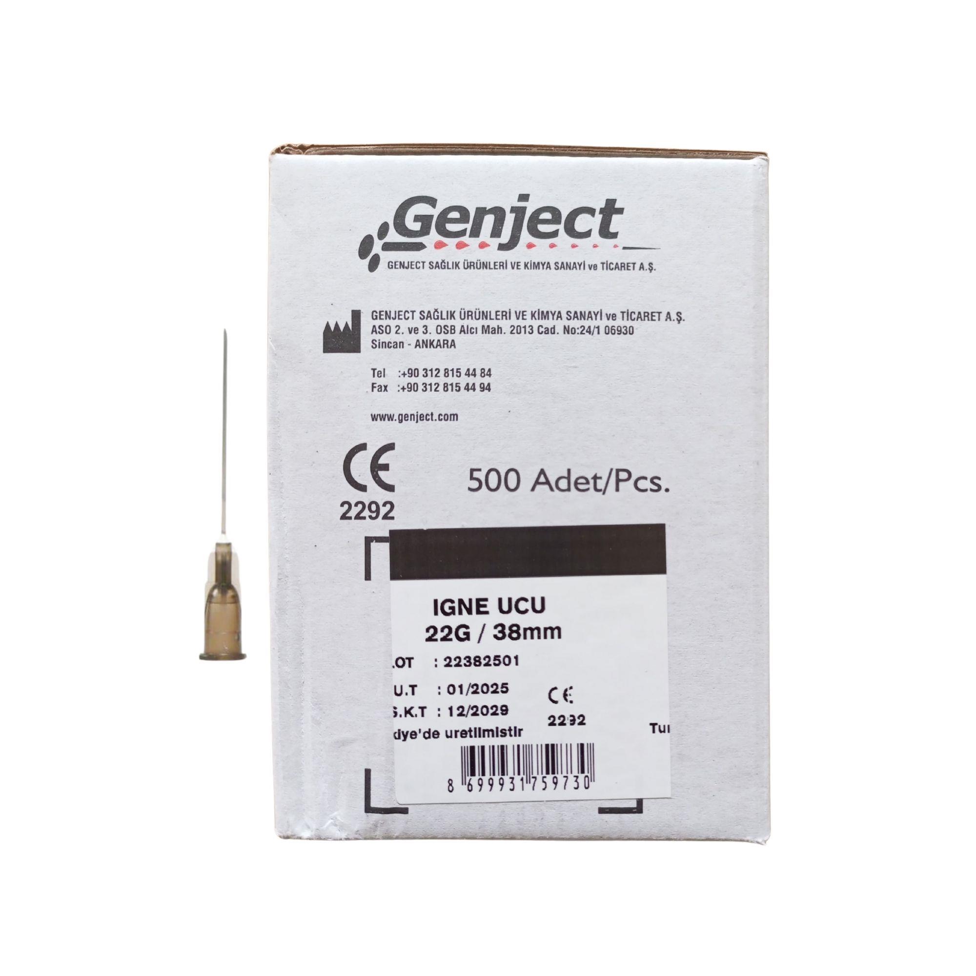 GENJECT - Enjektör İğne Ucu 38MM Siyah 22G - 250 Adet