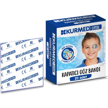 KURMED - Göz Bandı Optik Yapışkanlı Çocuk Erkek 20Lİ 1 Paket