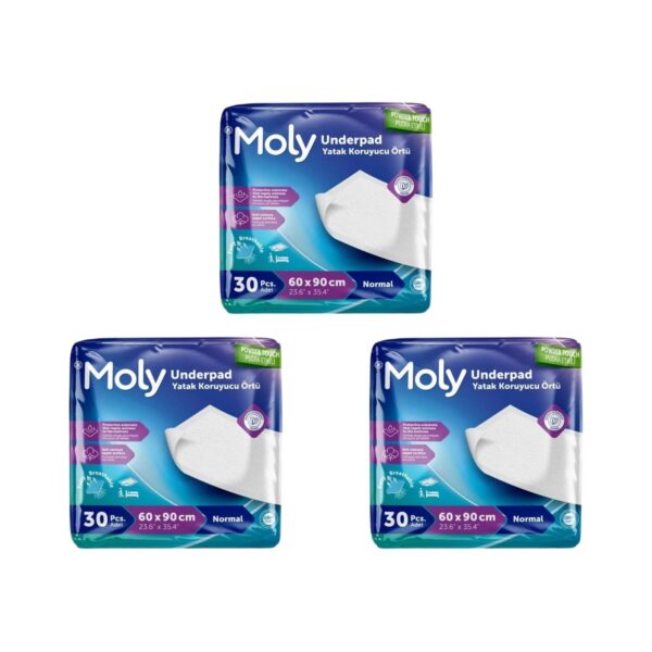 MOLY - Hasta Altı Serme Bezi 60X90 - 30 Adetli - 3 Paket