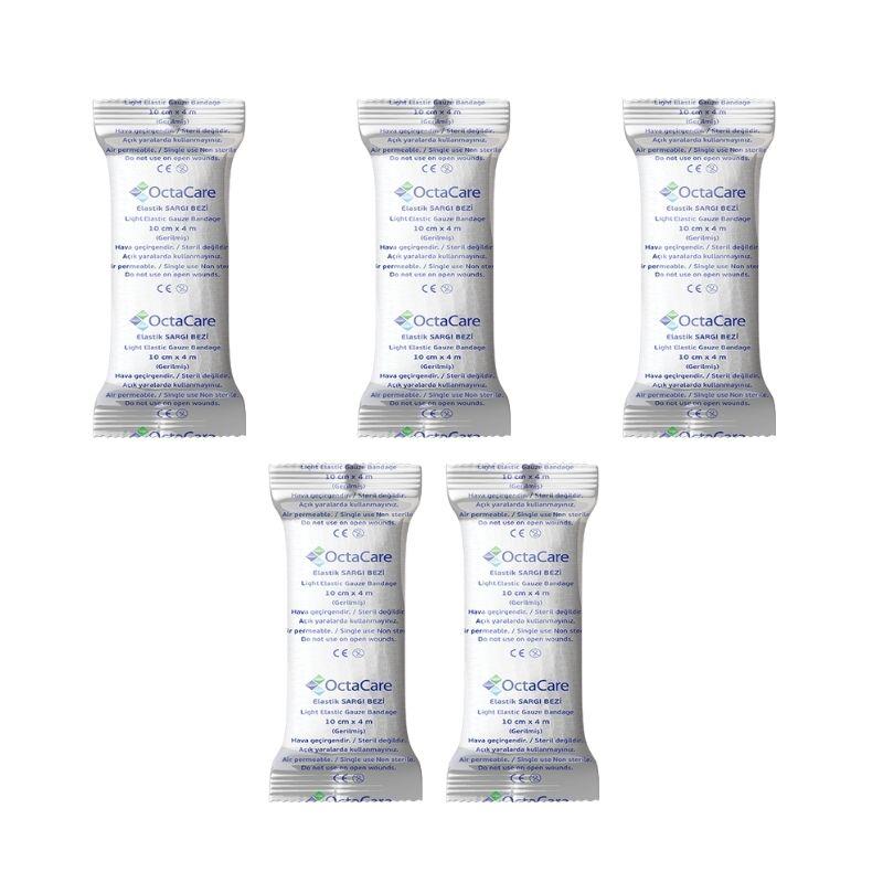 OCTACARE - Elastik Sargı Bezi 10 Cm X 4 Metre - 5 Adet