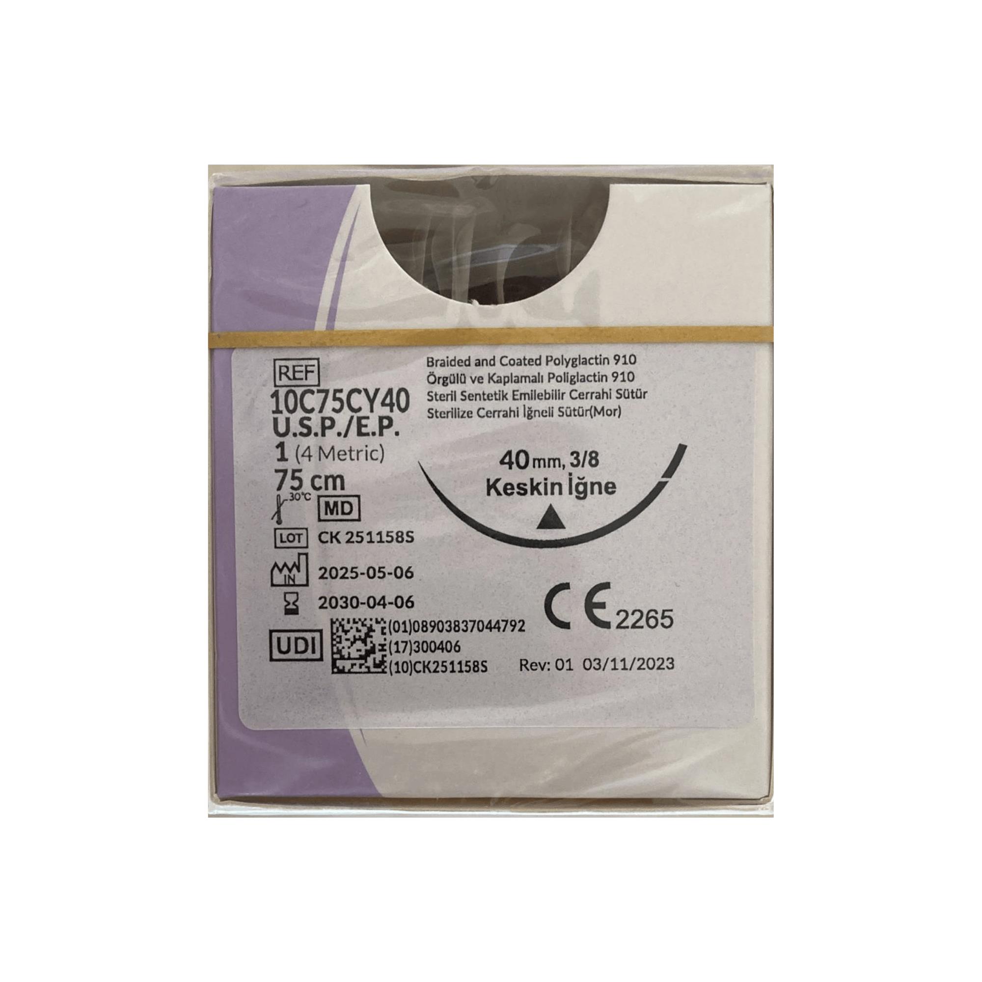 TRUSYNTH - Pga No: 1 75CM 3/8 Keskin 40MM V-270 - 1 Paket