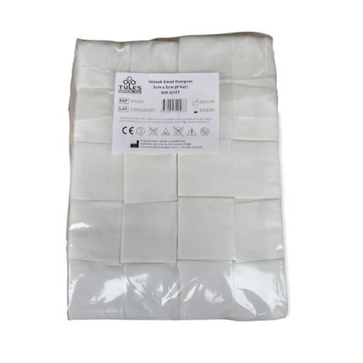TULES - Spanç 7.5 Cm X 7.5 Cm Nonwoven Non-steril 500LÜ Paket