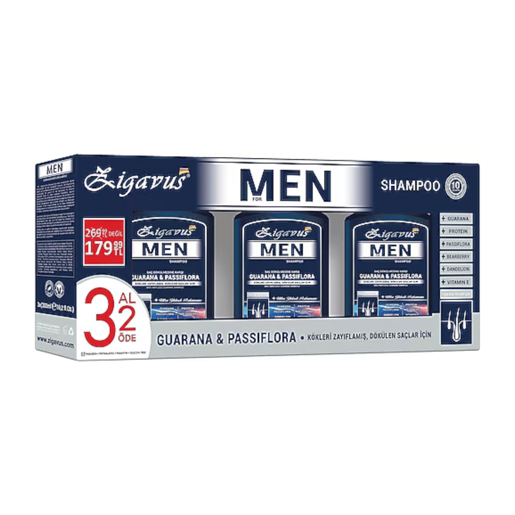 ZİGAVUS - Şampuan Şaç Dökülmesine Karşı Men Kofre 300ML 3AL 2ÖDE